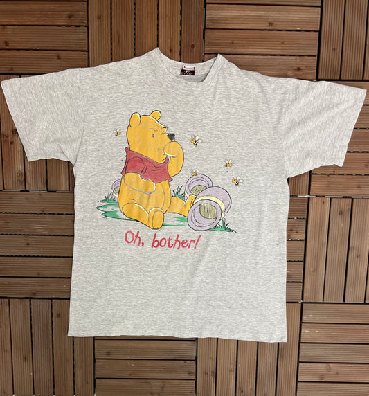 Winnie The Pooh Oh, Bother! Graphic Tee | Size X-Large | Vintage 1990s Cartoon Grey T-Shirt | Novel Teez | Free Shipping to USA |