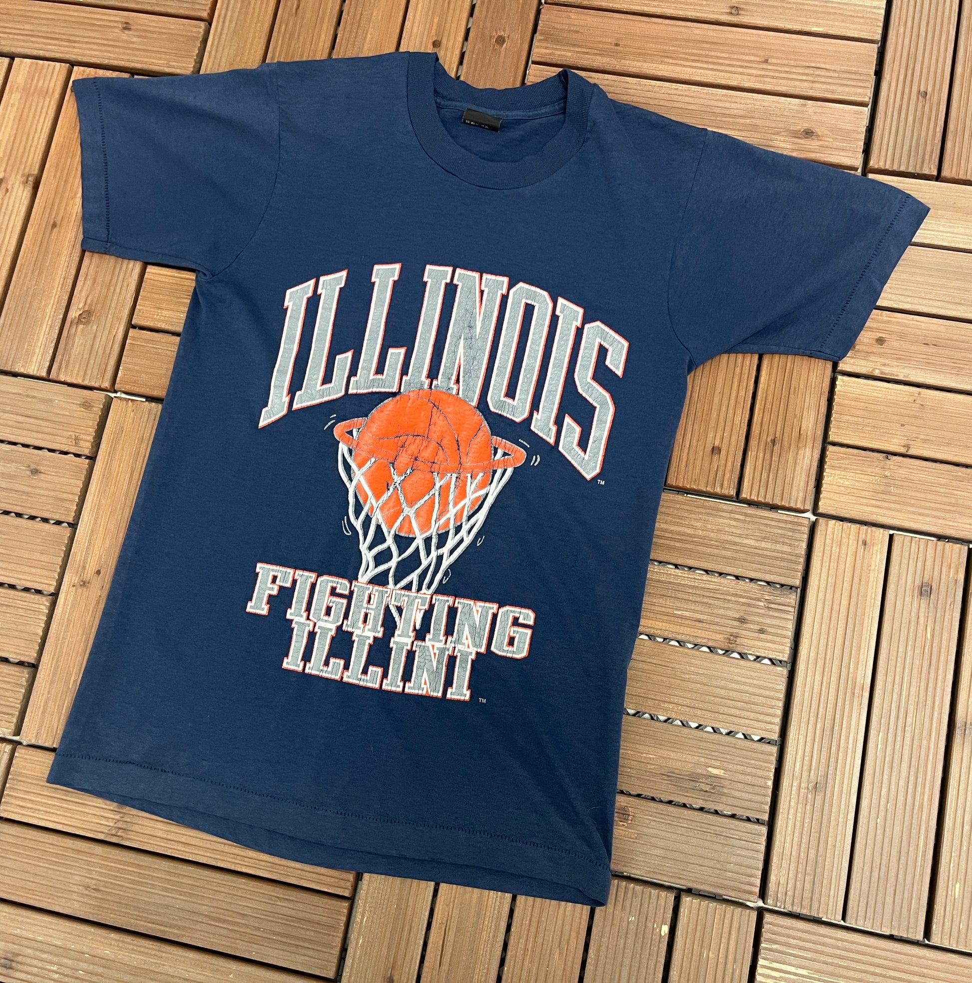 Illinois Fighting Illini Basketball Circle Logo T Shirt - Sport Grey