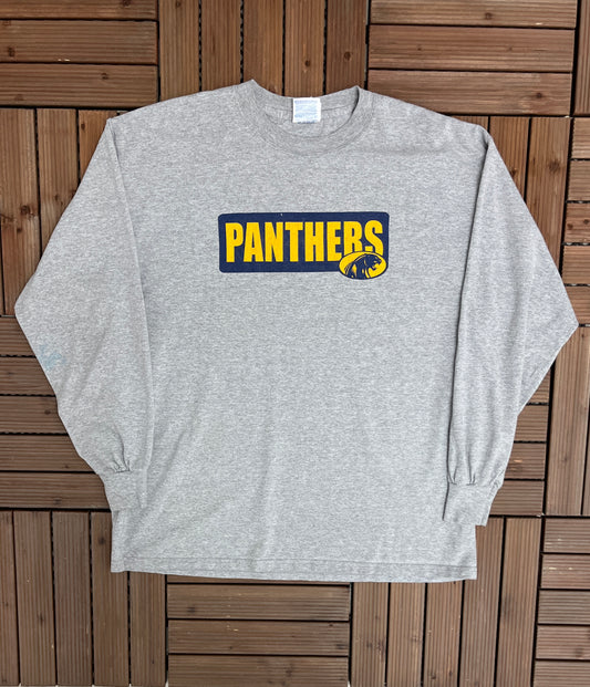 Franklin Regional Panthers Swimming Graphic Tee | Size X-Large | Vintage 2000s High School Grey T-Shirt |