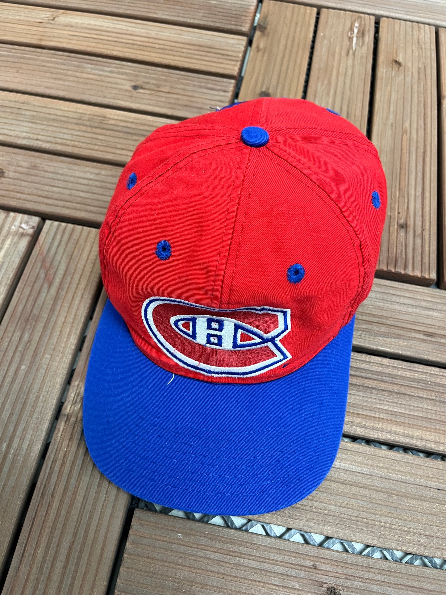 Montreal Canadiens Embroidered Graphic Hat | Snap Back | Vintage 1990s NHL Hockey Red Cap |