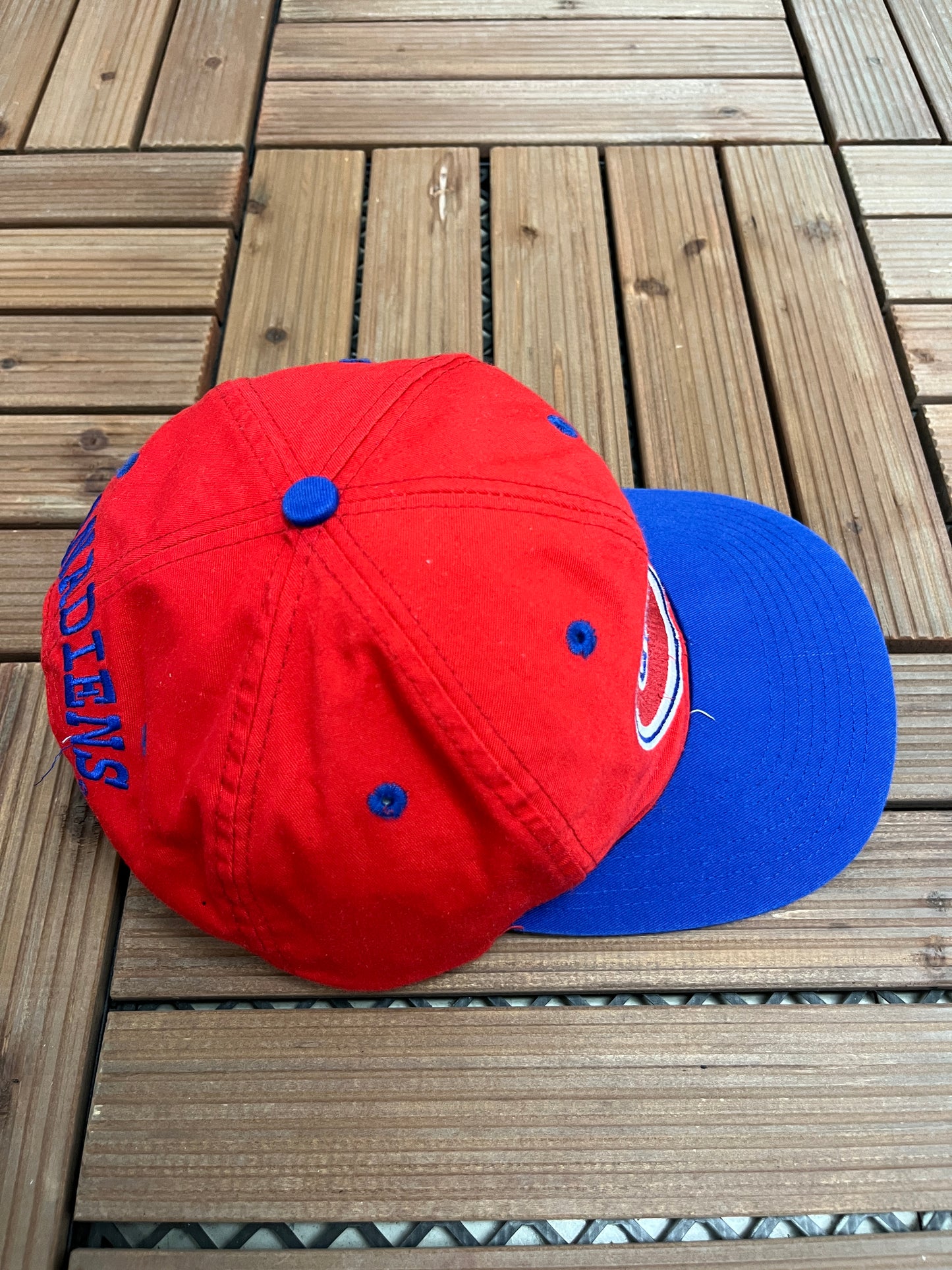 Montreal Canadiens Embroidered Graphic Hat | Snap Back | Vintage 1990s NHL Hockey Red Cap |