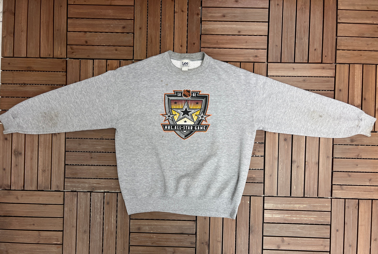 Los Angeles NHL All-Star Game 2002 Graphic Crewneck | Size X-Large | Vintage 2000s NHL Hockey Grey Sweater |