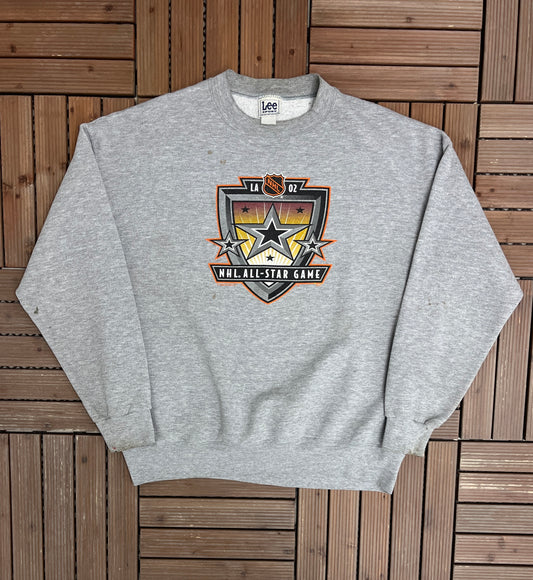 Los Angeles NHL All-Star Game 2002 Graphic Crewneck | Size X-Large | Vintage 2000s NHL Hockey Grey Sweater |