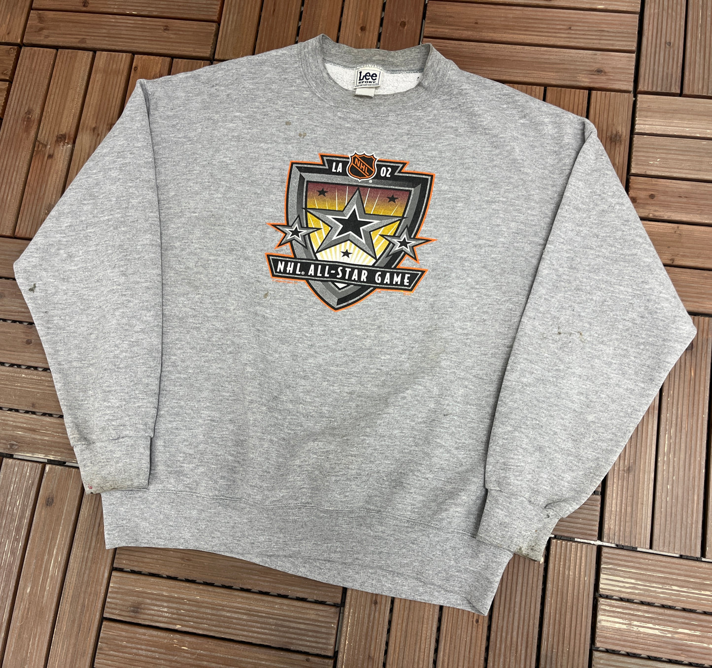 Los Angeles NHL All-Star Game 2002 Graphic Crewneck | Size X-Large | Vintage 2000s NHL Hockey Grey Sweater |