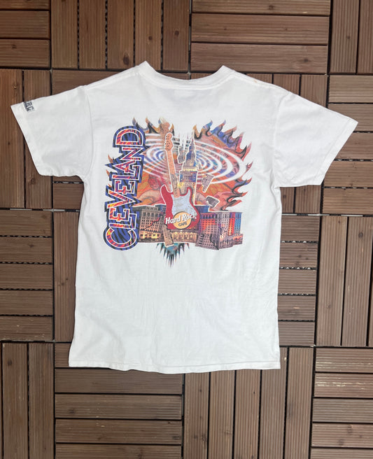 Hard Rock Cafe Cleveland Graphic Tee | Size Small | Vintage 1990s Promotional Classic White Collectors T-Shirt |