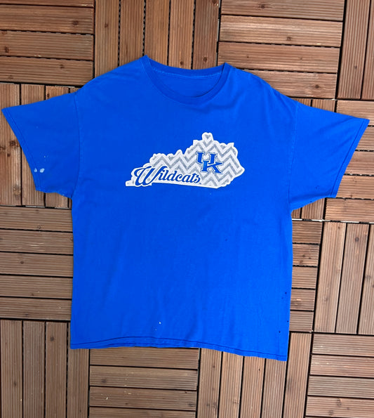 University of Kentucky Wildcats Graphic Tee | Size X-Large | Vintage 2000s College Sports Blue T-Shirt |