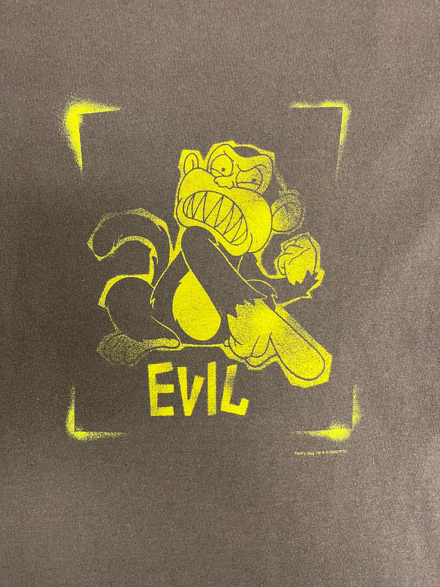 Family Guy Evil Monkey Graphic Tee | Size Large | Vintage 2000s Family Guy Promotional Brown T-Shirt |