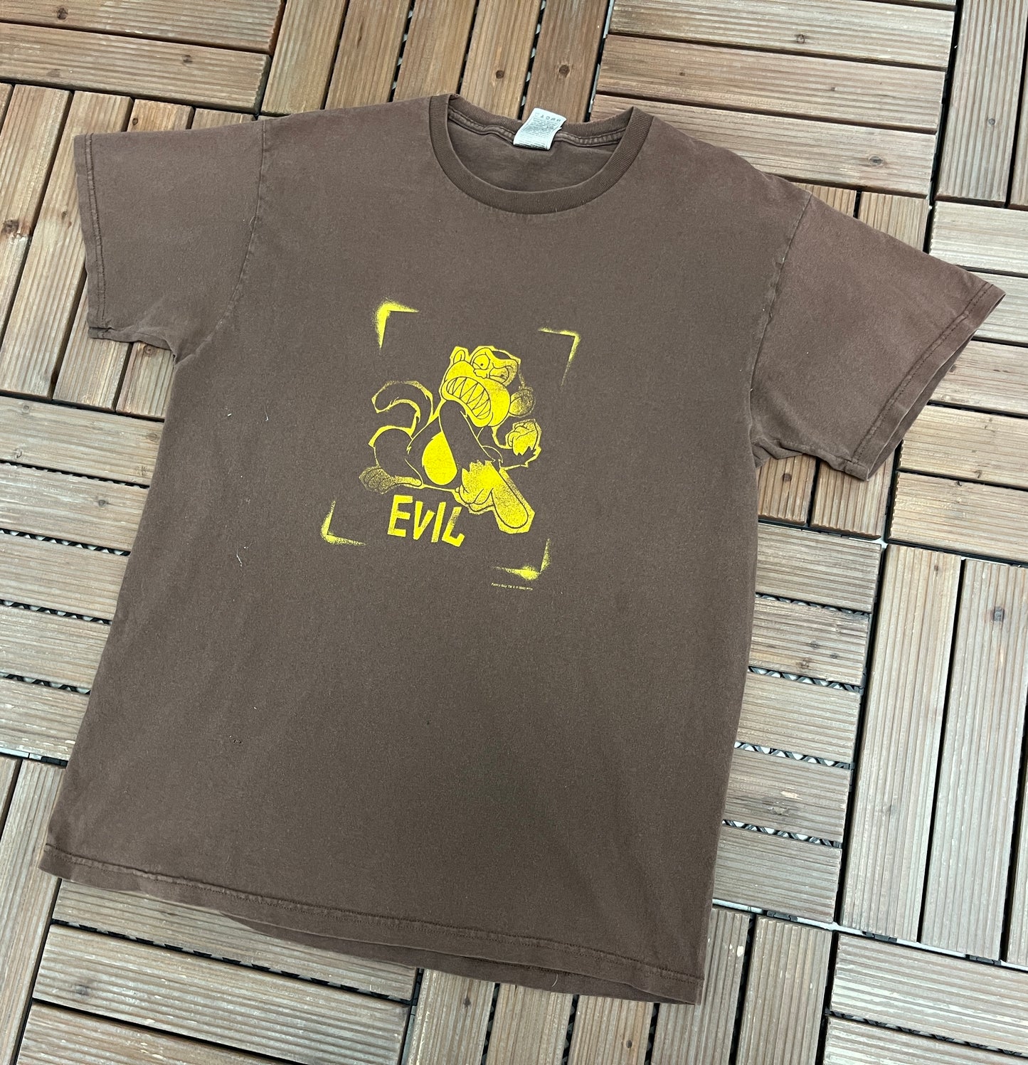 Family Guy Evil Monkey Graphic Tee | Size Large | Vintage 2000s Family Guy Promotional Brown T-Shirt |