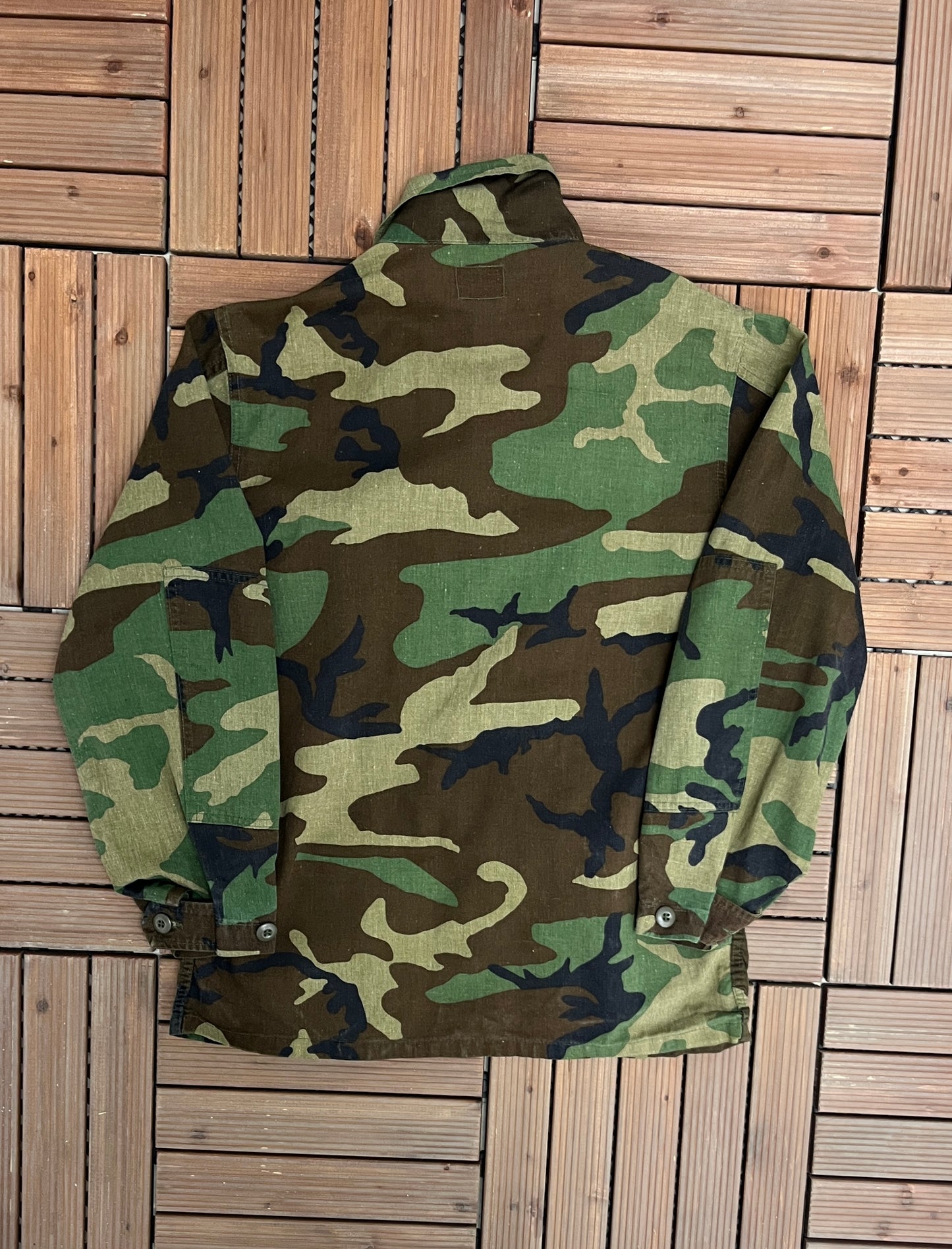 US-10 Camouflage Military Army Button Down | Size Small | Vintage 1990s Military Green Camo Long Sleeve Shirt | Free Shipping to USA |