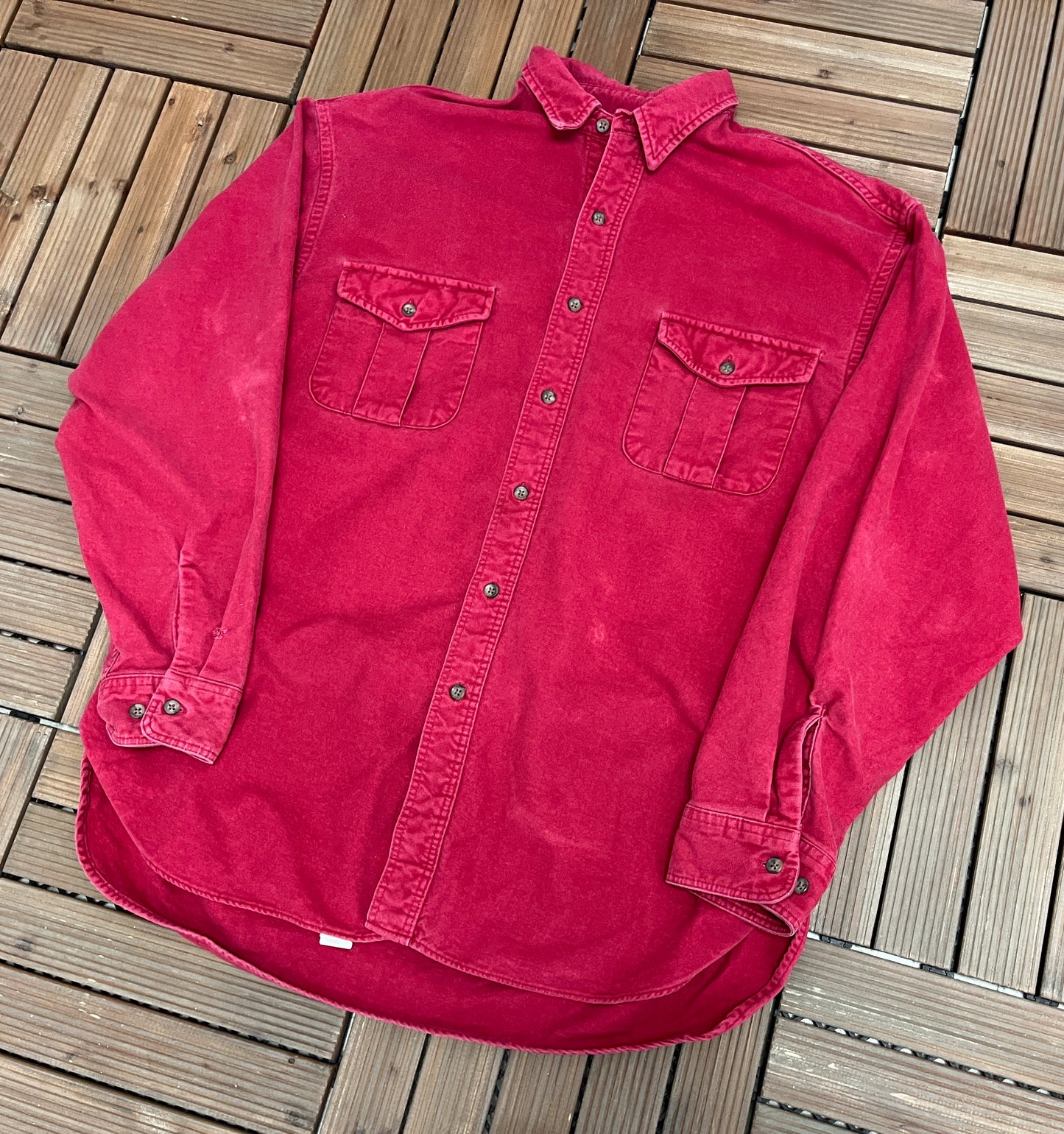 Eddie Bauer Red Button Down Shirt | Size X-Large | Vintage 2000s Red Button Down Flannel | Free Shipping to USA |