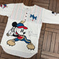 Mickey Mouse Baseball Graphic Tee | Size Large/X-Large | Vintage 1990s Disney Cartoon White T-Shirt |