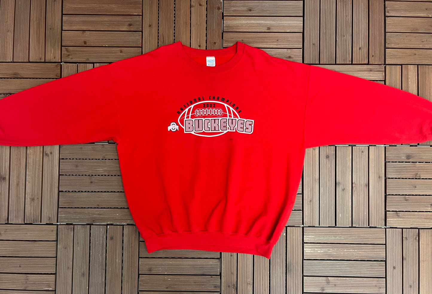 Ohio State Buckeyes 2002 National Champions Graphic Crewneck | Size XX-Large | Vintage 2000s College Football Red Sweater |