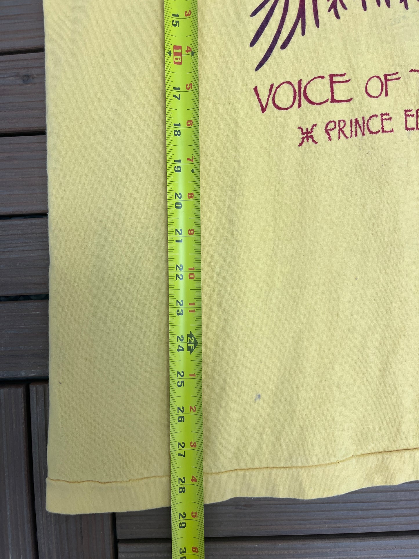 Voice of the Turtle, Prince Edward Island Graphic Tee | Size Large | Vintage 1990s Single Stitch Tourist Yellow T-Shirt |