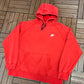 Nike Small Embroidered Swoosh Graphic Hoodie | Size XX-Large | Vintage 2000s Red Branded Swoosh Sweatshirt |