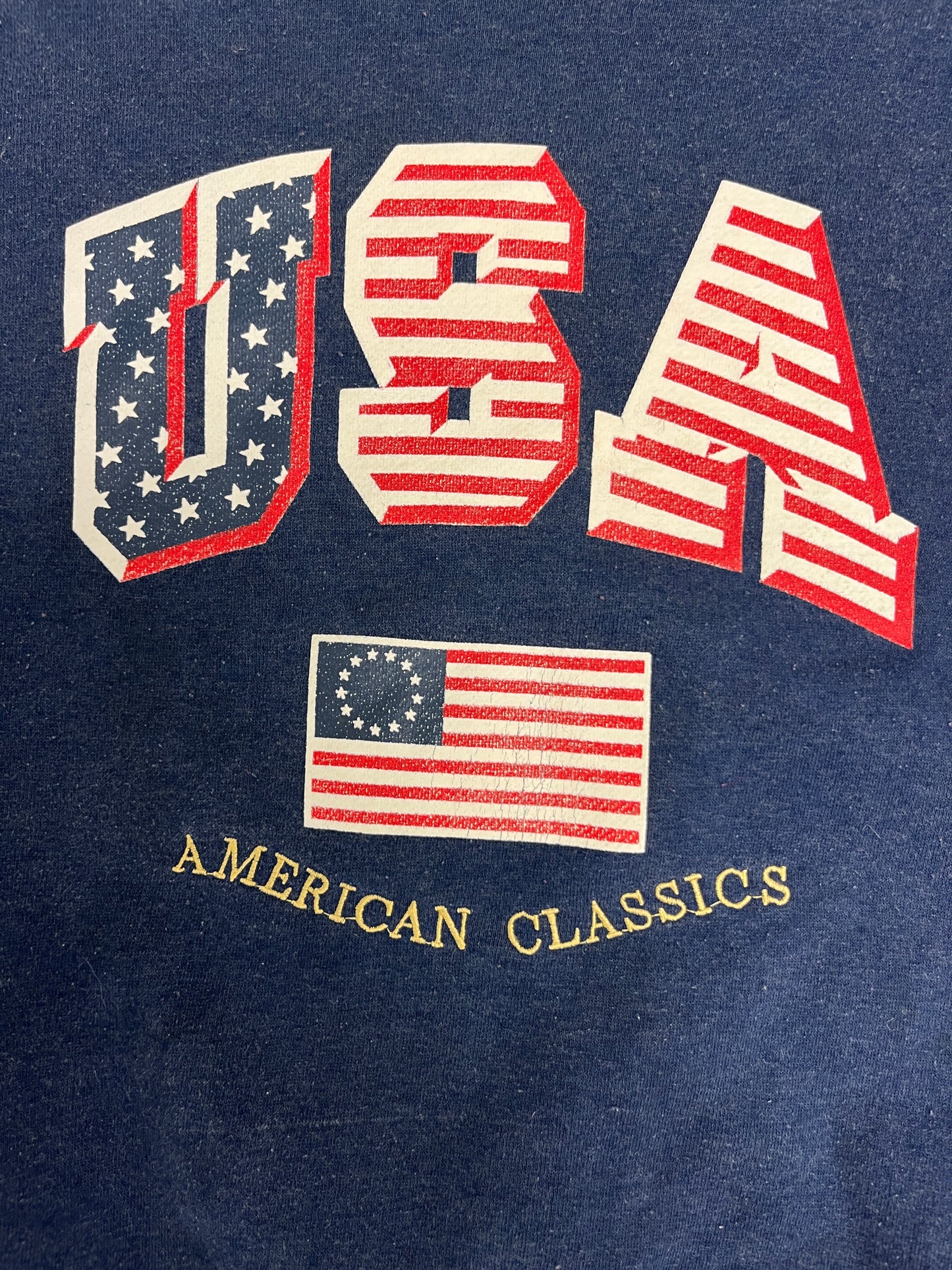 USA American Classics Graphic Crewneck | Size Small | Vintage 2000s Promotional Tourist Blue Sweater | Free Shipping to USA |