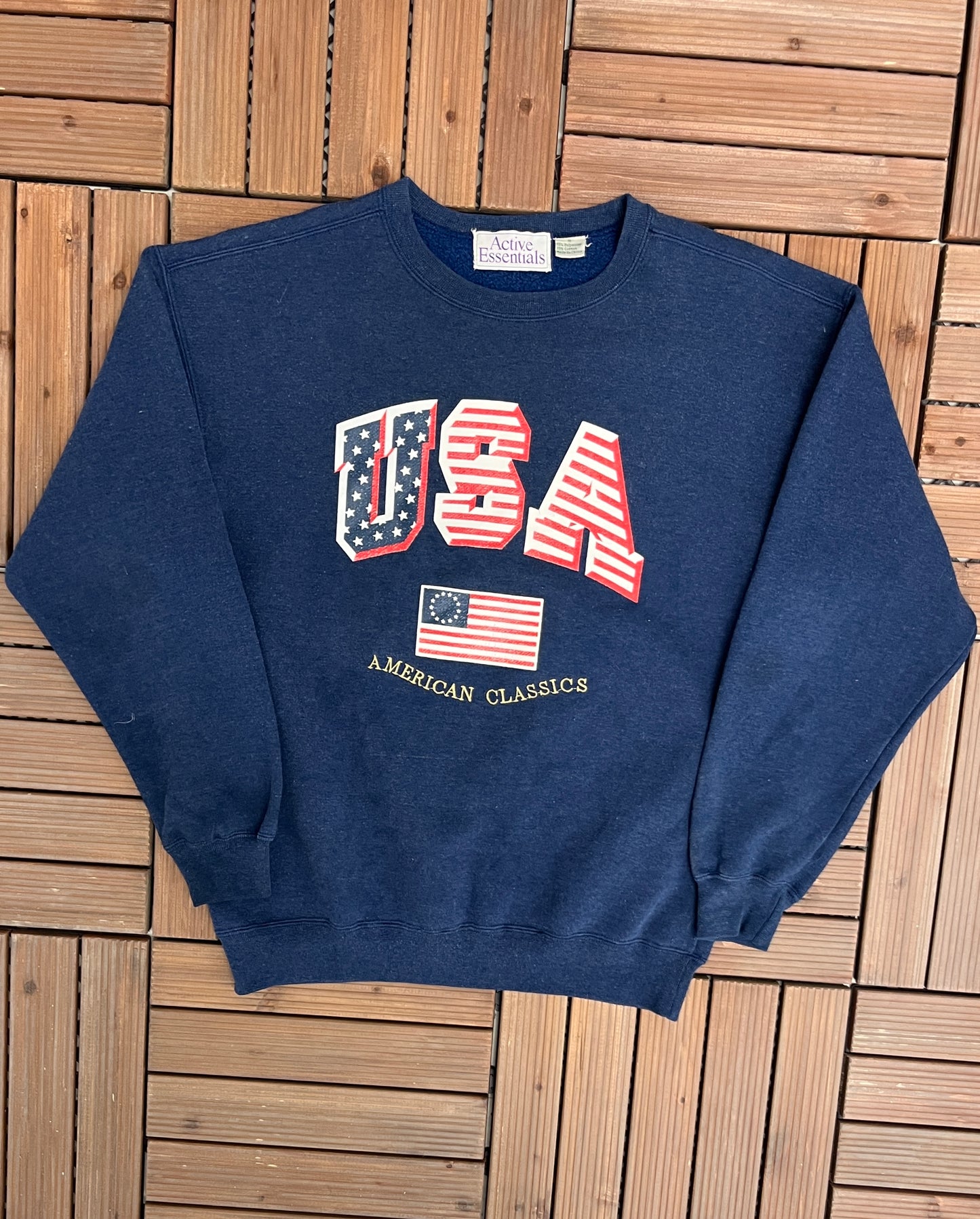 USA American Classics Graphic Crewneck | Size Small | Vintage 2000s Promotional Tourist Blue Sweater | Free Shipping to USA |