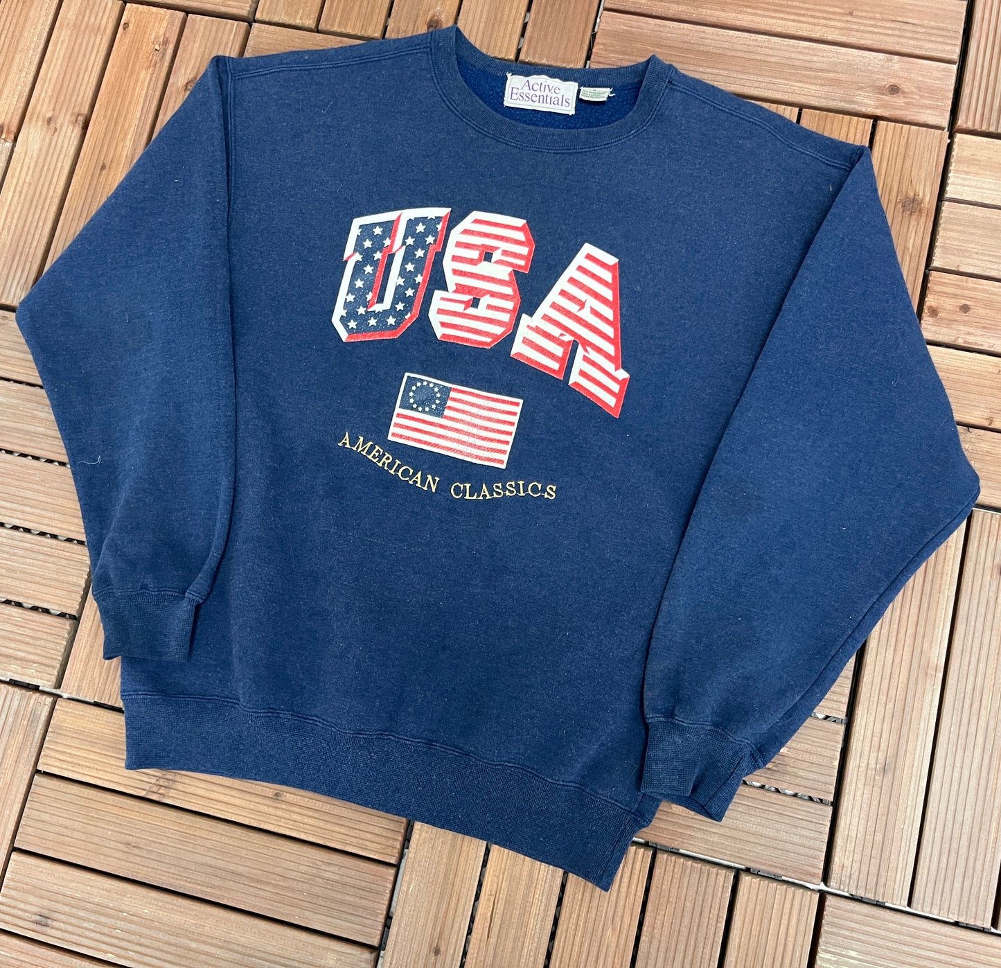 USA American Classics Graphic Crewneck | Size Small | Vintage 2000s Promotional Tourist Blue Sweater | Free Shipping to USA |