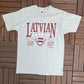 Latvian Pride Graphic Tee | Size Large | Vintage 1990s Single Stitch Grey T-Shirt | Made in USA |