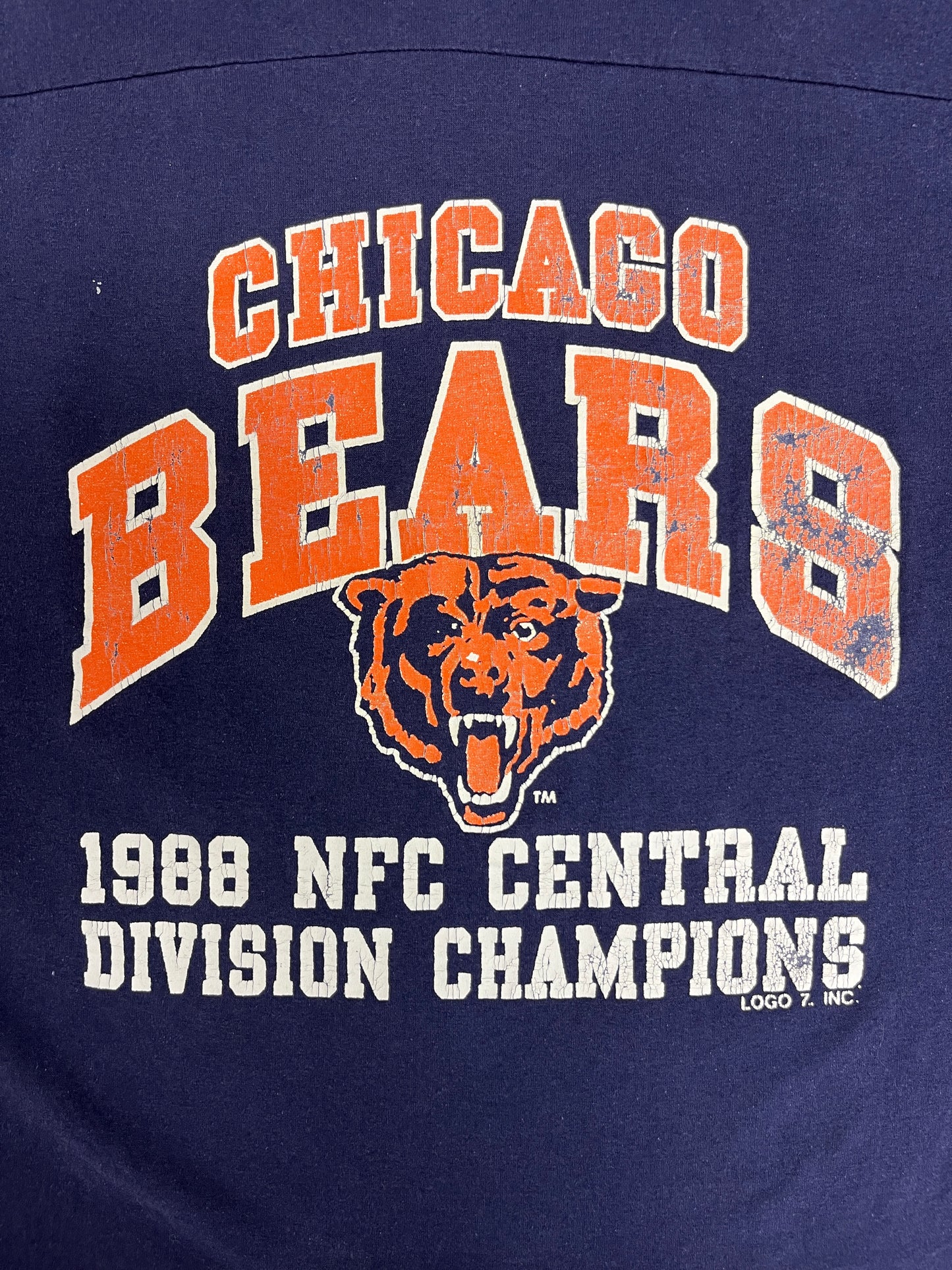 Chicago Bears Division Champions 1988 Graphic Tee | Size X-Large | Vintage 1980s NFL Football Blue T-Shirt |