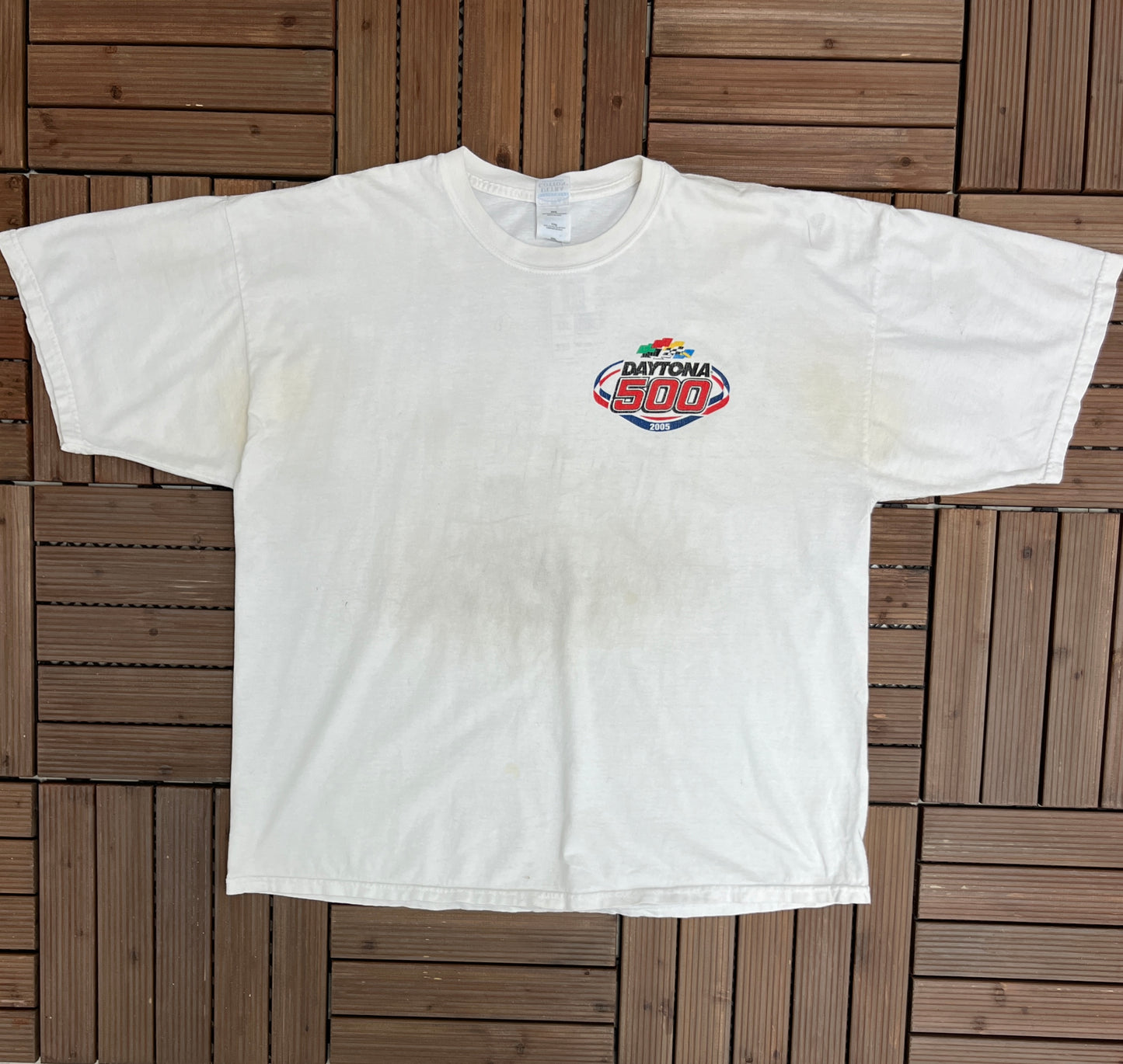 Daytona 500 The Great American Race NASCAR Racing Graphic Tee | Size XX-Large | Vintage 2000s Racing White T-Shirt | Free Shipping to USA |