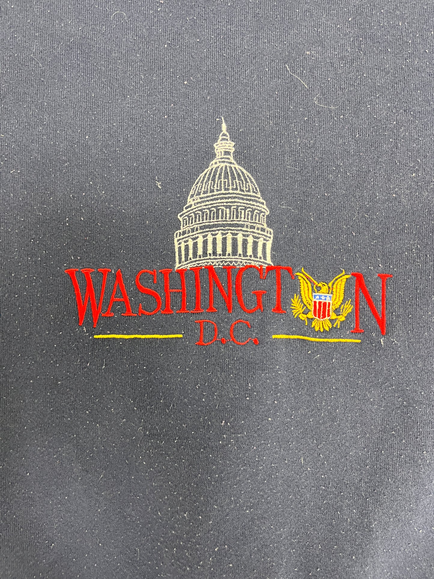 Washington, DC Embroidered Graphic Crewneck | Size X-Large | Vintage 1990s Tourist Blue Sweater |