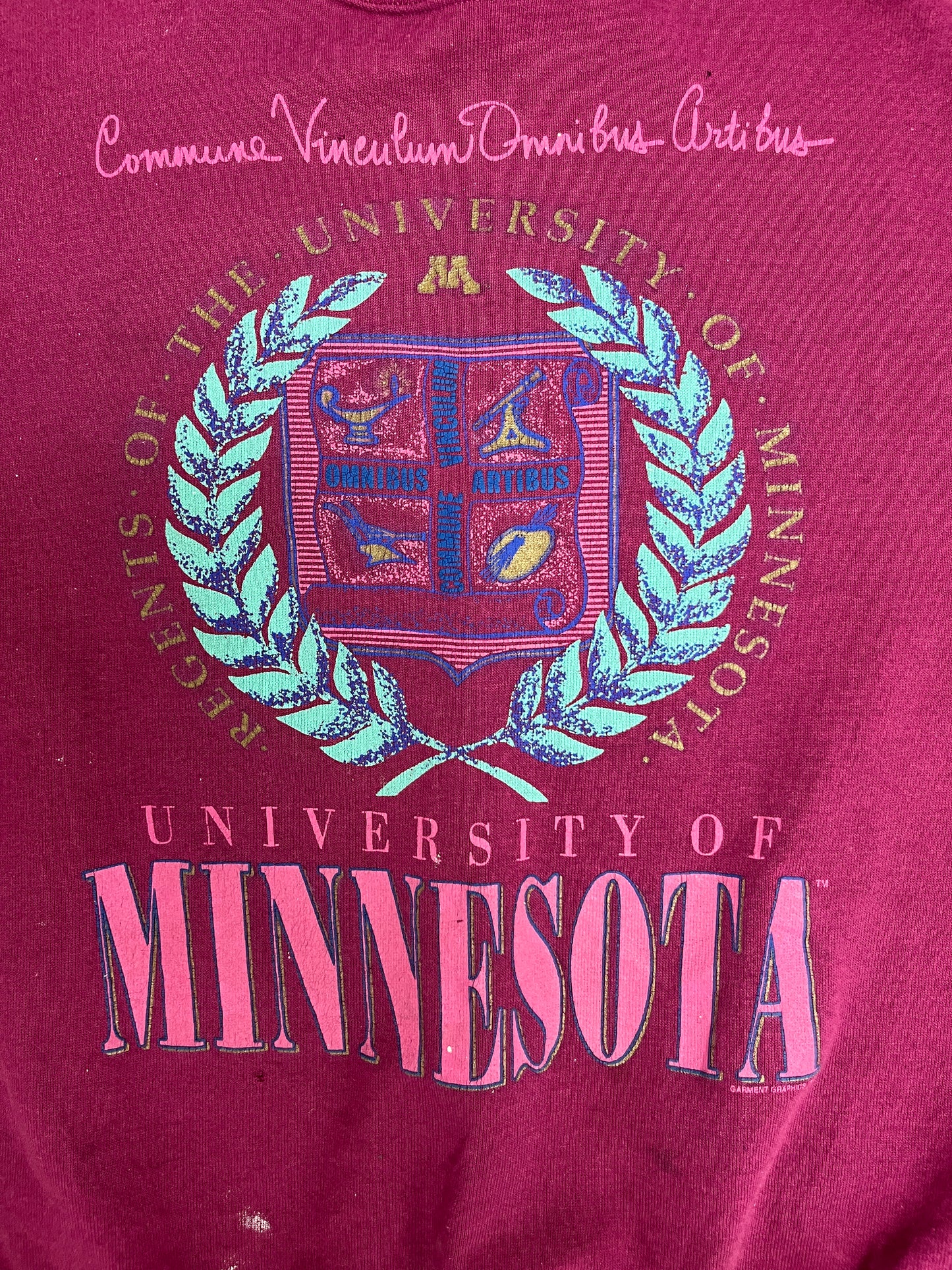 University of Minnesota Graphic Crewneck | Size X-Large | Vintage 1990s College Purple Sweater |