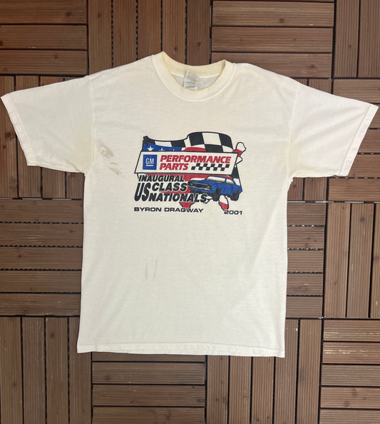 Byron Dragway US Class Nationals 2001 Graphic Tee | Size Large | Vintage 2000s NHRA Racing White T-Shirt |