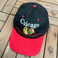 Chicago Blackhawks Embroidered Graphic Hat | Snap Back | Vintage 1990s NHL Hockey Black Cap |