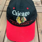 Chicago Blackhawks Embroidered Graphic Hat | Snap Back | Vintage 1990s NHL Hockey Black Cap |