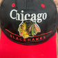 Chicago Blackhawks Embroidered Graphic Hat | Snap Back | Vintage 1990s NHL Hockey Black Cap |