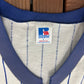 Chicago Cubs Pinstripe Graphic Tee | Size Large | Vintage 1990s MLB Baseball White T-Shirt |