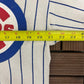 Chicago Cubs Pinstripe Graphic Tee | Size Large | Vintage 1990s MLB Baseball White T-Shirt |