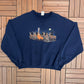 Hunting Role Reversal Graphic Crewneck | Size XX-Large | Vintage 2000s Funny Blue Sweater |