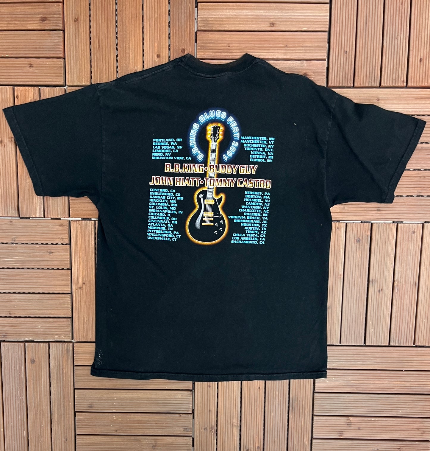 B.B. King & The Neville Brothers Blues Festival Graphic Tee | Size X-Large | Vintage 2000s Blues Music Black T-Shirt | Free Shipping to USA|