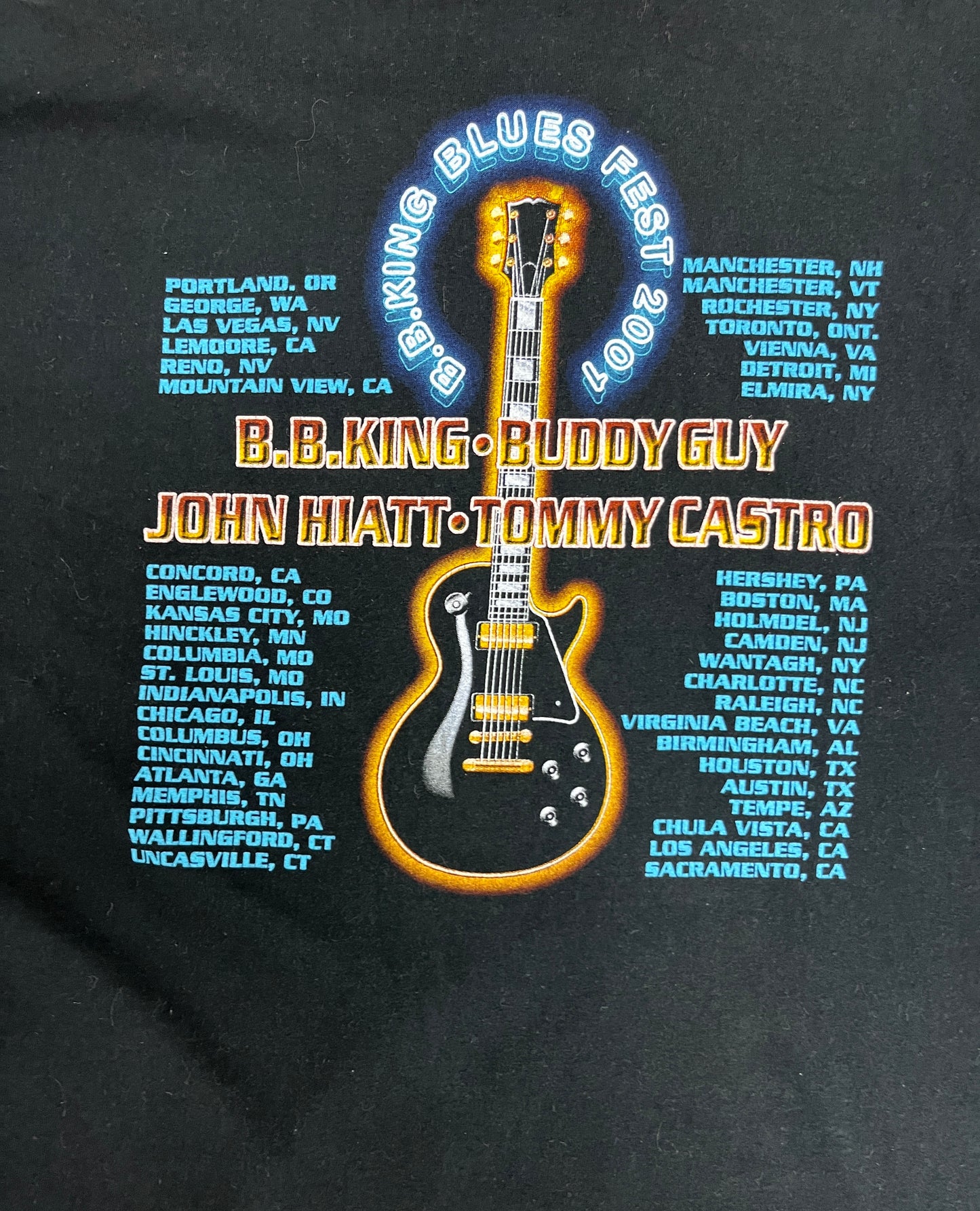 B.B. King & The Neville Brothers Blues Festival Graphic Tee | Size X-Large | Vintage 2000s Blues Music Black T-Shirt | Free Shipping to USA|