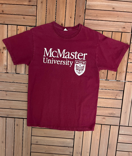 McMaster University Graphic Tee | Size Medium | Vintage 2000s Retro College Red T-Shirt | Hamilton, Canada | Free Shipping to USA |