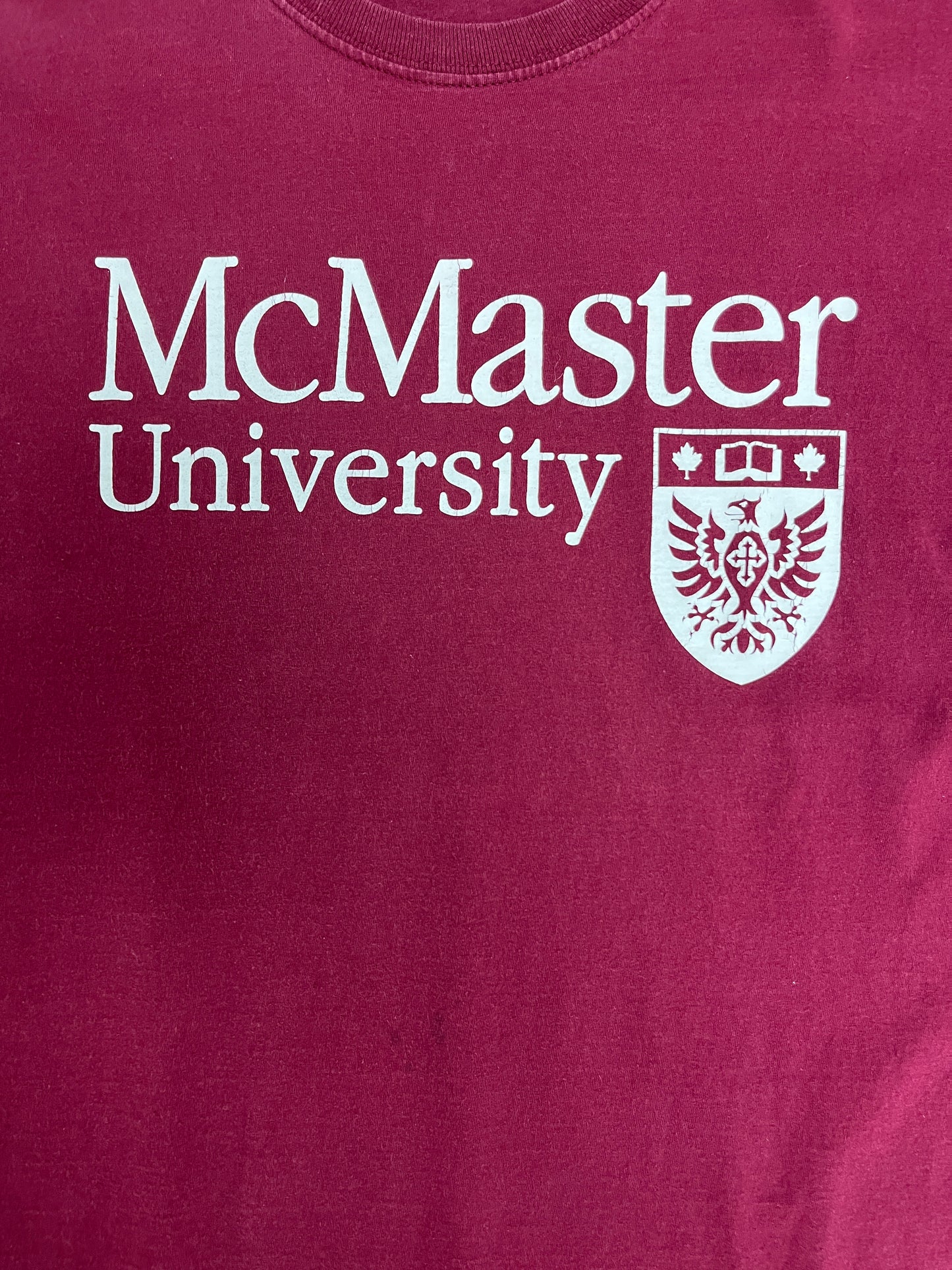 McMaster University Graphic Tee | Size Medium | Vintage 2000s Retro College Red T-Shirt | Hamilton, Canada | Free Shipping to USA |