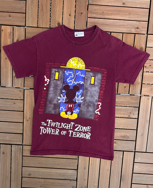 The Twilight Zone Tower of Terror Graphic Tee | Size Small | Vintage 2000s Disney Cartoon Red T-Shirt | Disney Ride | Free Shipping to USA |