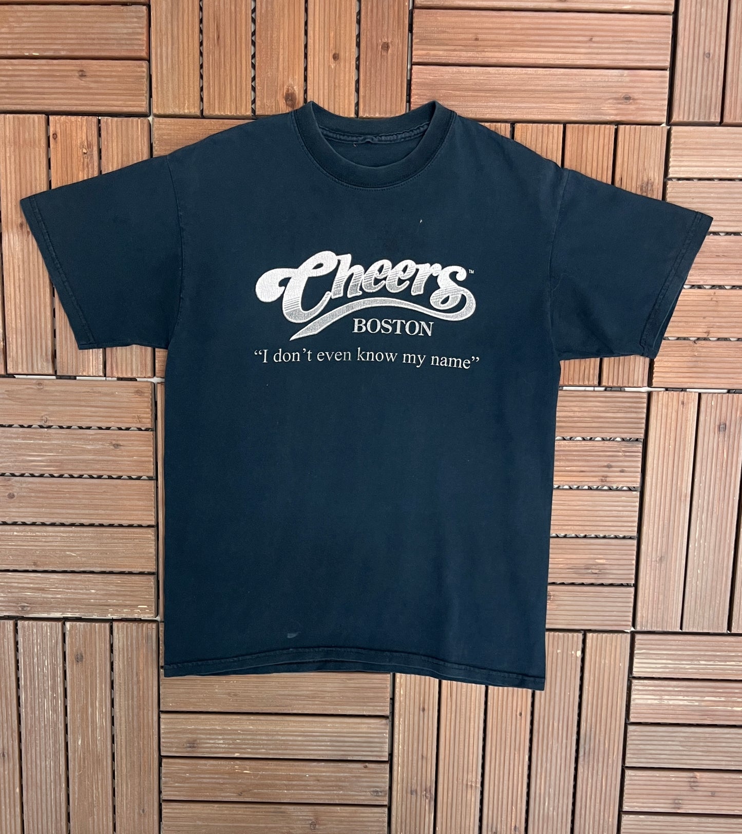 Cheers Boston I Don't Even Know My Name Graphic Tee | Size Medium | Vintage 2000s Television Series Black T-Shirt |