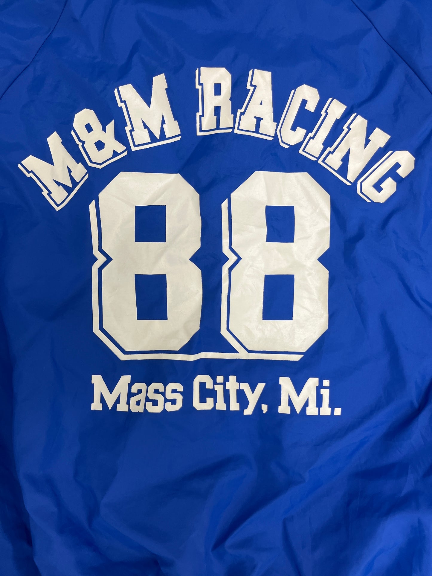 M&M Racing JIm Varsity Jacket | Size X-Large | Vintage 1990s Varsity Bomber Blue Jacket | Made in USA | Free Shipping to USA |