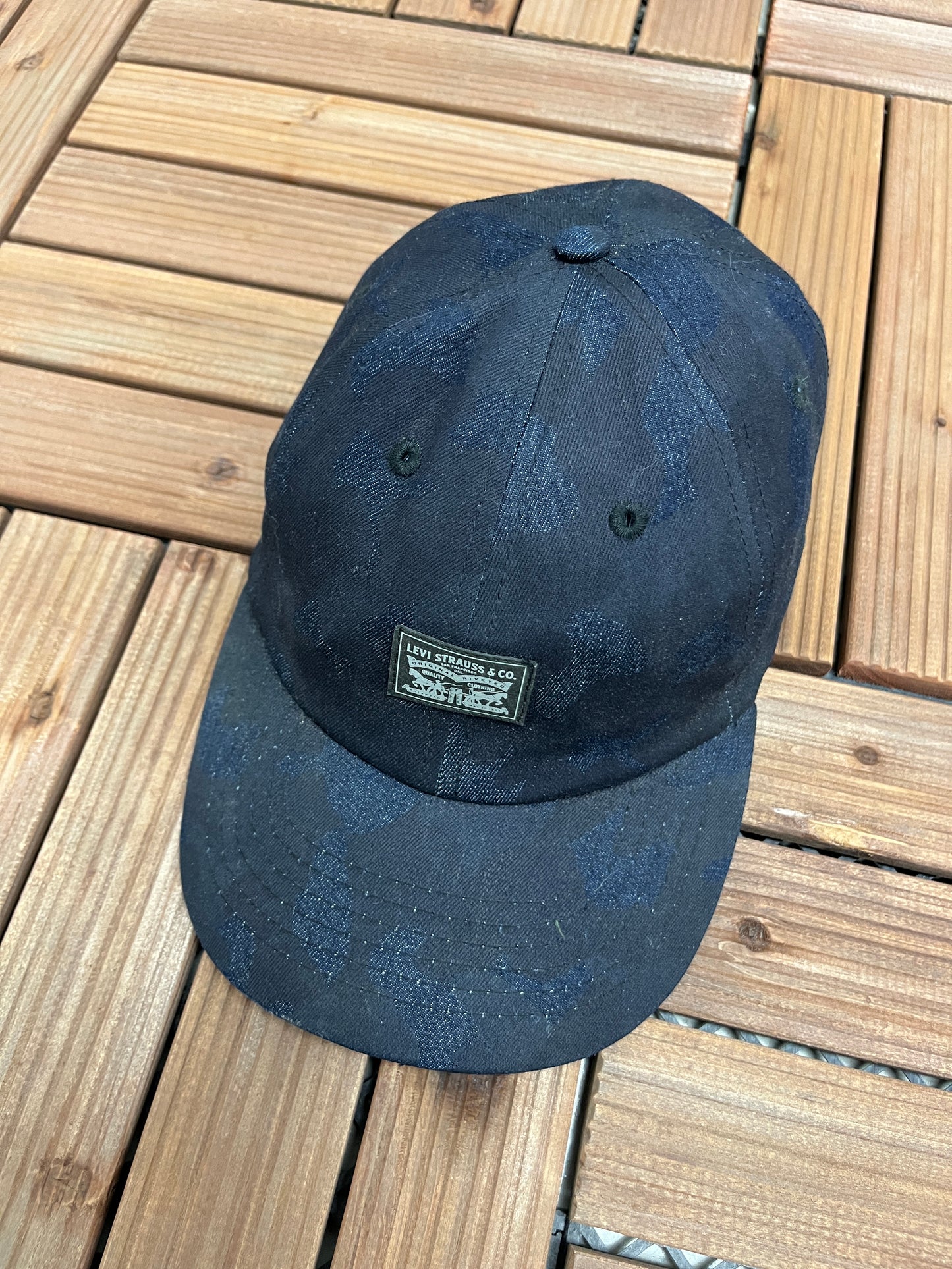 Levi Strauss & Co Patch Graphic Hat | Adjustable With Snap Back | Vintage 2000s Pattern Black Branded Cap | Free Shipping to America |