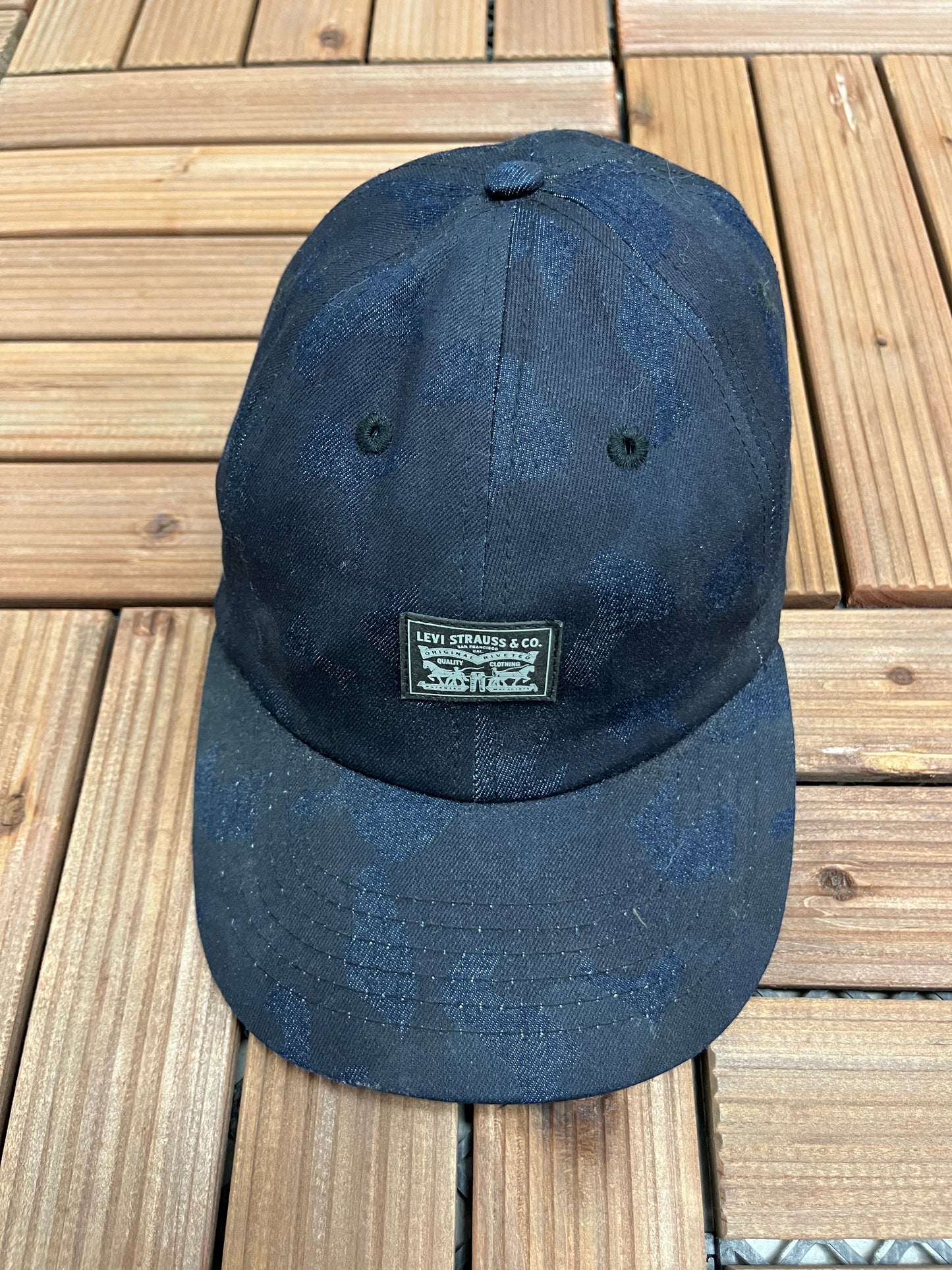 Levi Strauss & Co Patch Graphic Hat | Adjustable With Snap Back | Vintage 2000s Pattern Black Branded Cap | Free Shipping to America |