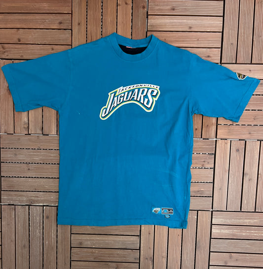 Jacksonville Jaguars Stitched Graphic Tee | Size X-Large | Vintage 2000s NFL Football Teal T-Shirt |