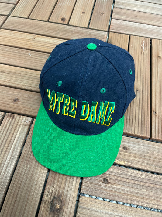 Notre Dame Fighting Irish Graphic Hat | Size 7 1/2 | Vintage 1990s College Sports Blue Cap |