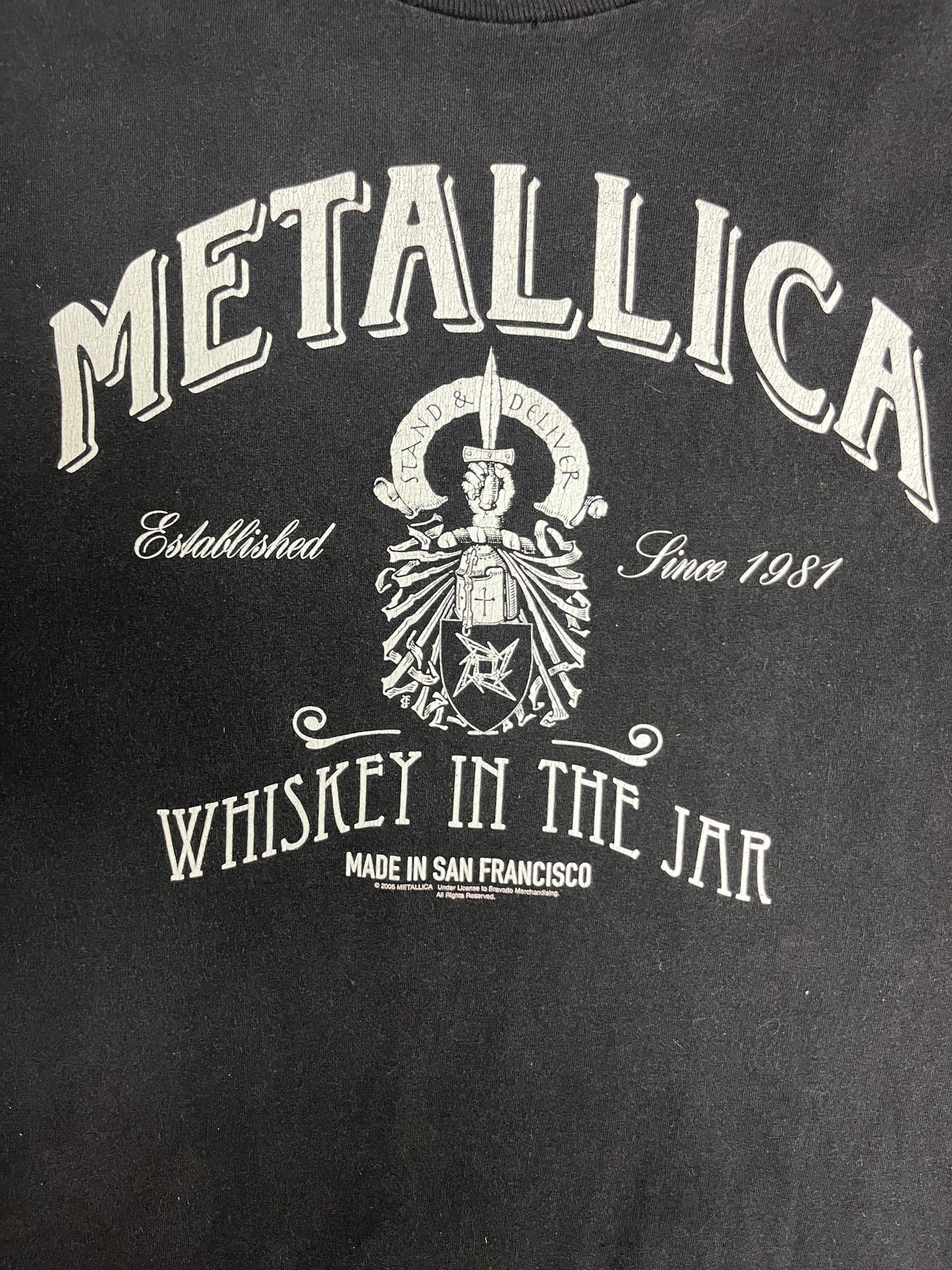 Metallica Whiskey In The Jar Graphic Tee | Size Medium | Vintage 2000s Rock Band Black T-Shirt |