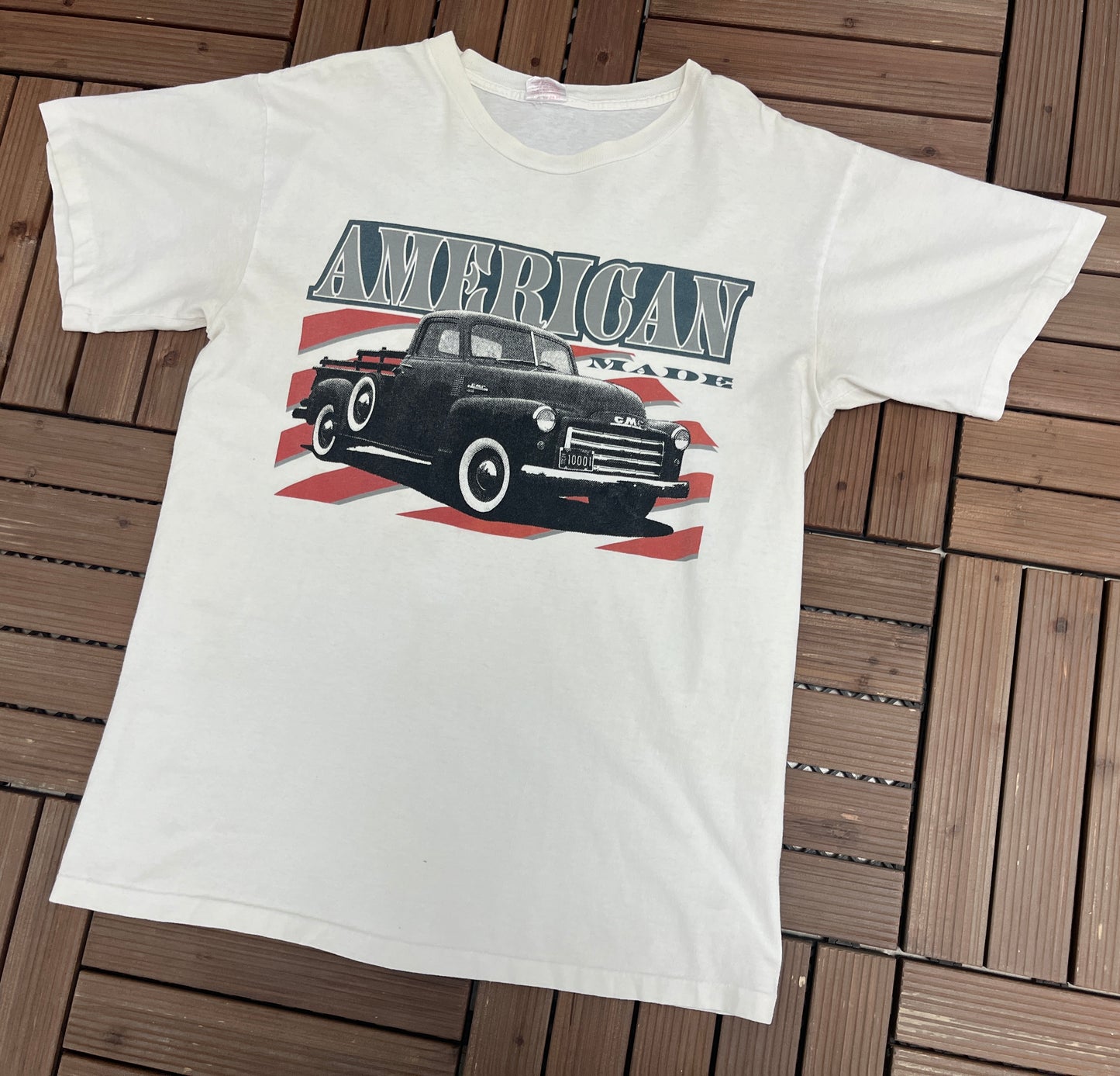 American Made GMC Cars Graphic Tee | Size Large | Vintage 1990s Single Stitch White T-Shirt |