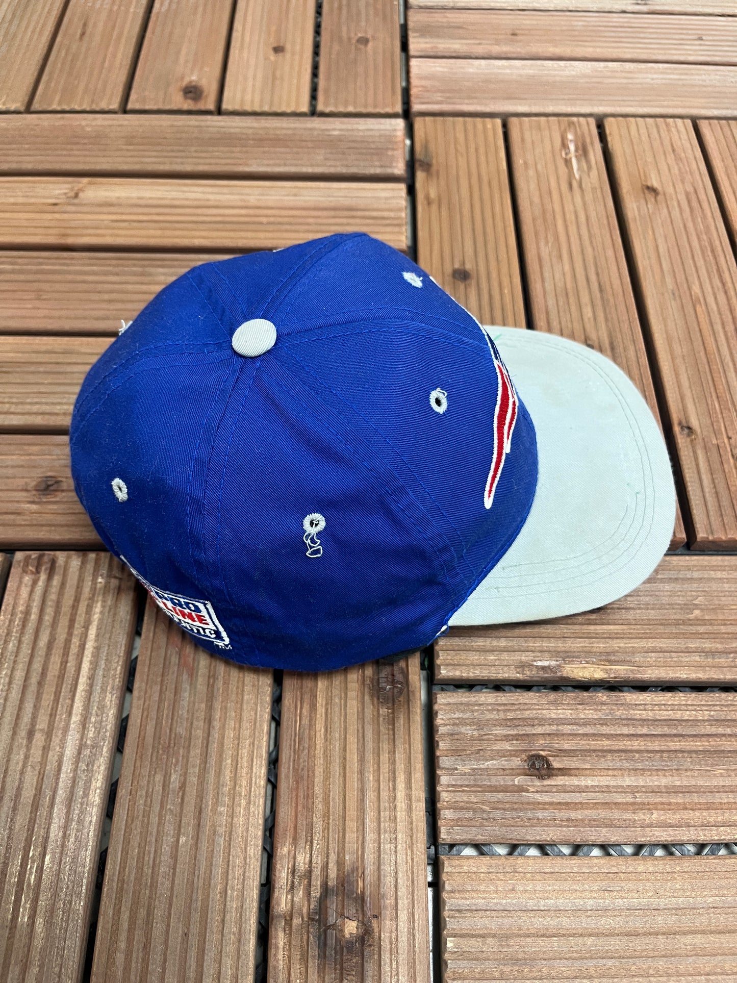 New England Patriots Embroidered Graphic Hat | Snap Back | Vintage 1990s NFL Football Blue Hat |