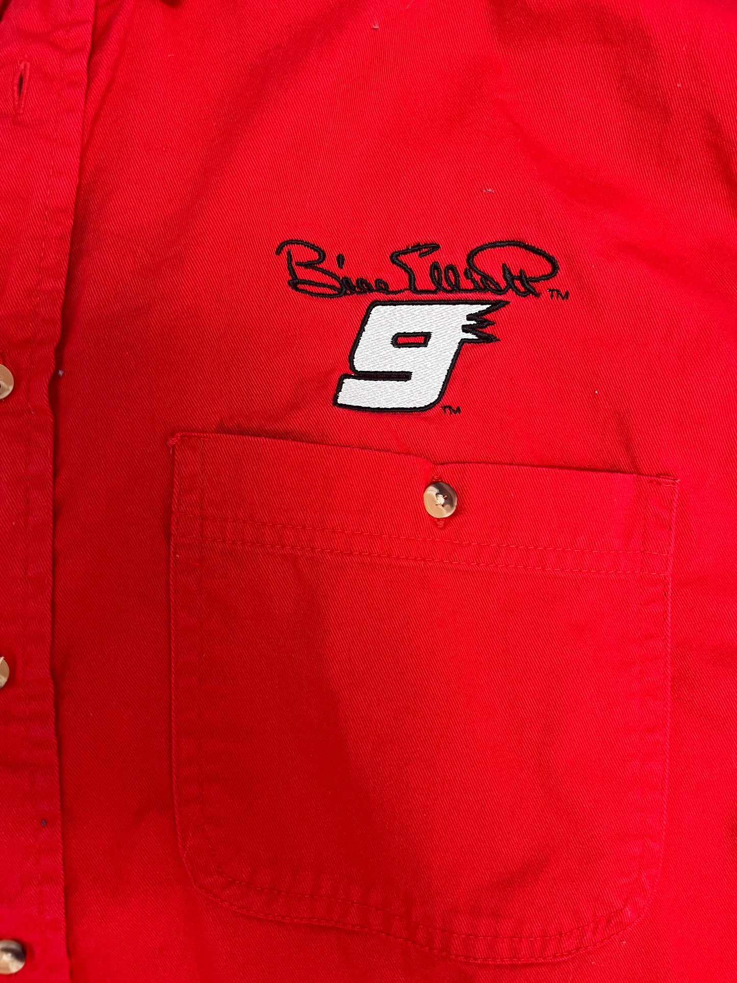 Bill Elliot Embroidered Button Down Tee | Size X-Large | Vintage 2000s NASCAR Racing T-Shirt |