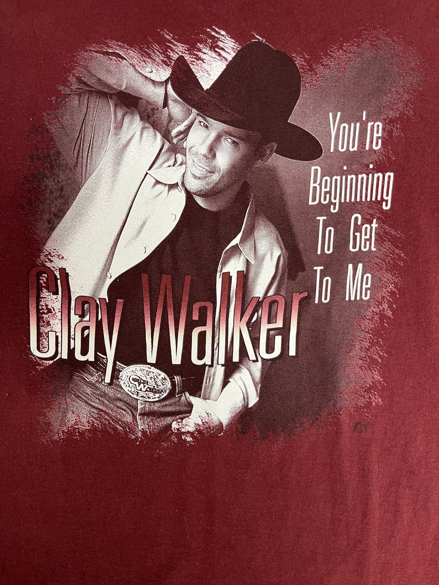 Clay Walker You're Beginning To Get To Me Graphic Tee | Size X-Large | Vintage 1990s Country Music Red T-Shirt |