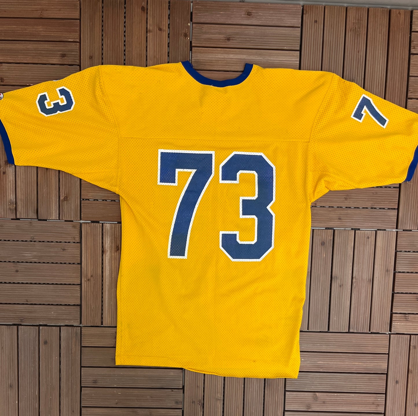 Champion Yellow & Blue Football Jersey | Size Large | Vintage 1990s Champion Yellow Football Jersey | Made in USA | Free Shipping To USA |